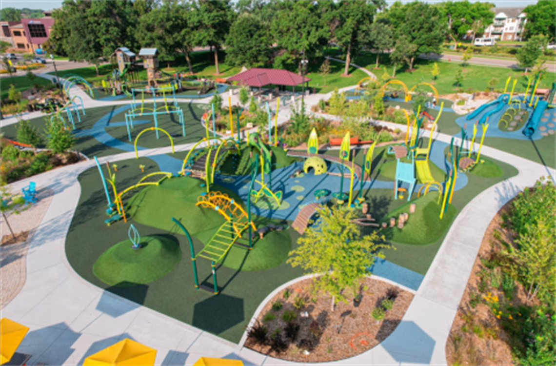 Birds eye view of the colorful and imaginative destination playground